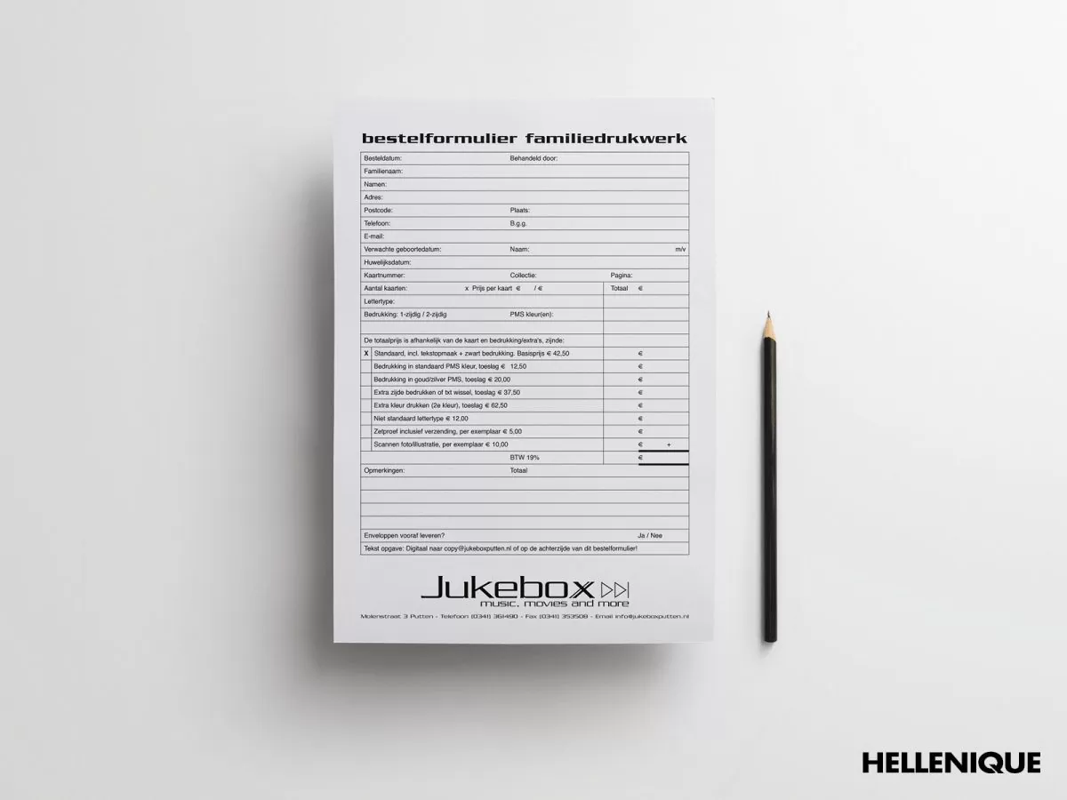 Jukebox Putten bestelformulier 1
